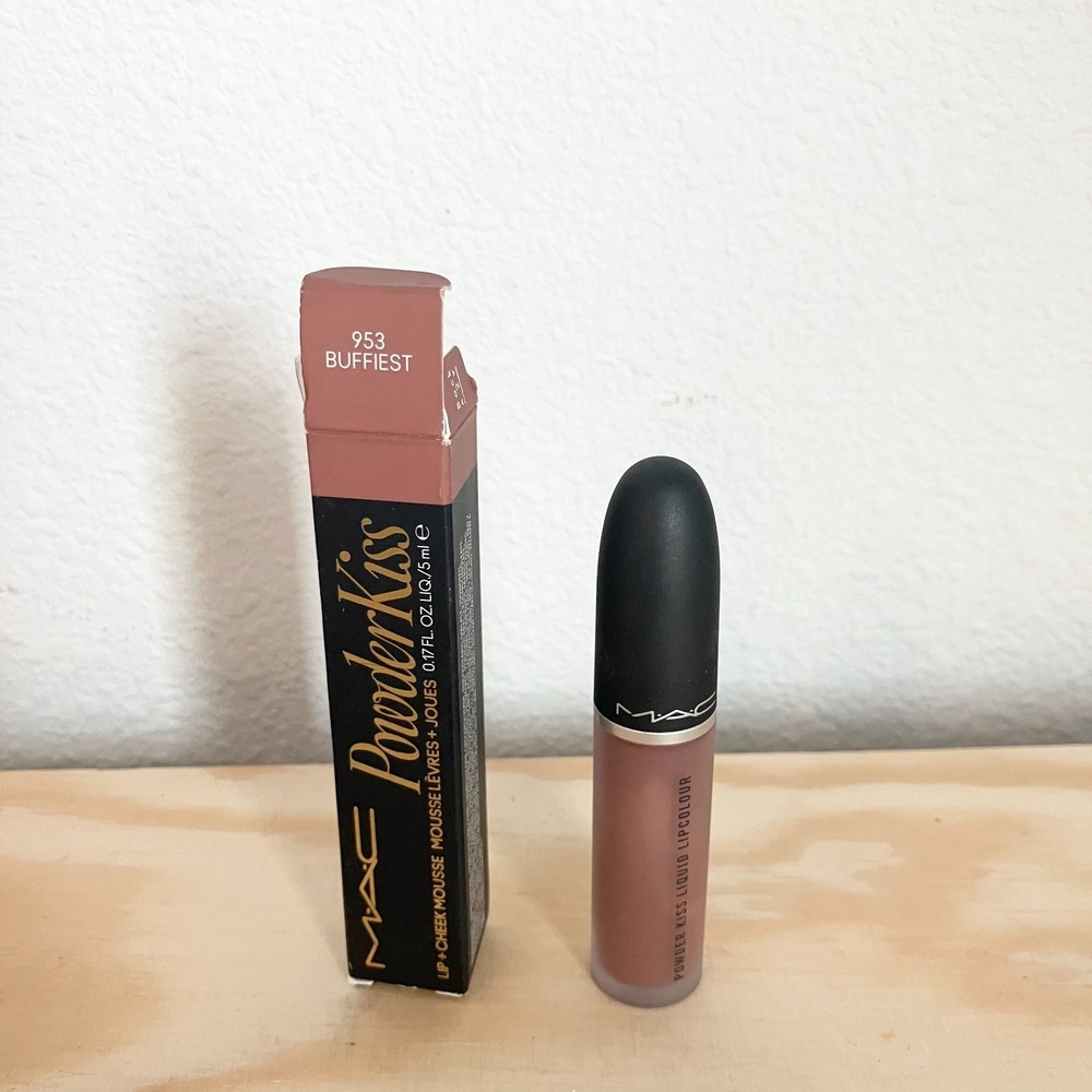 MAC Powder Kiss Liquid Lipcolour 953 Buffiest  Matte Nude